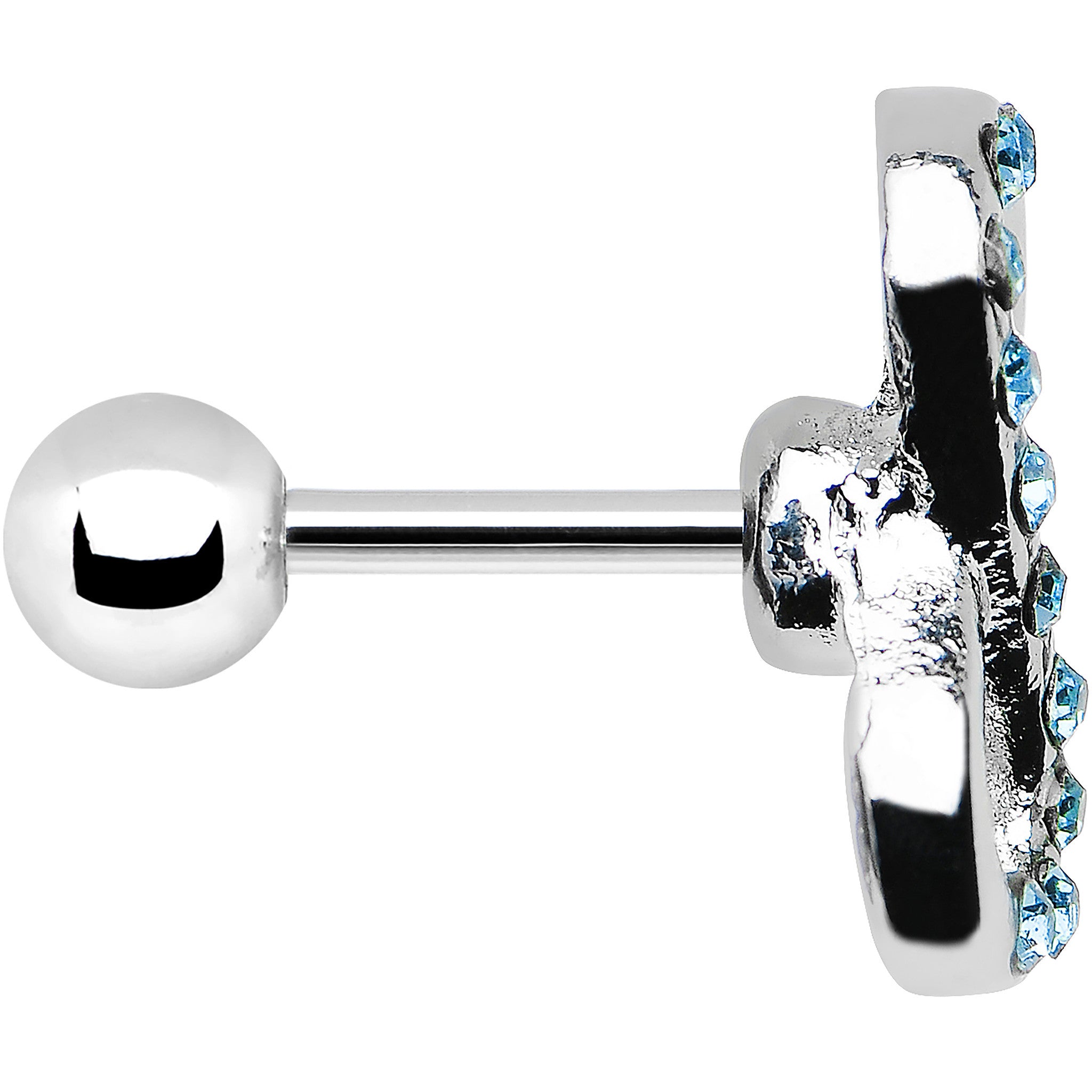 16G 1/4 Aqua Gem Silver Tone Infinity Symbol Tragus Cartilage Earring