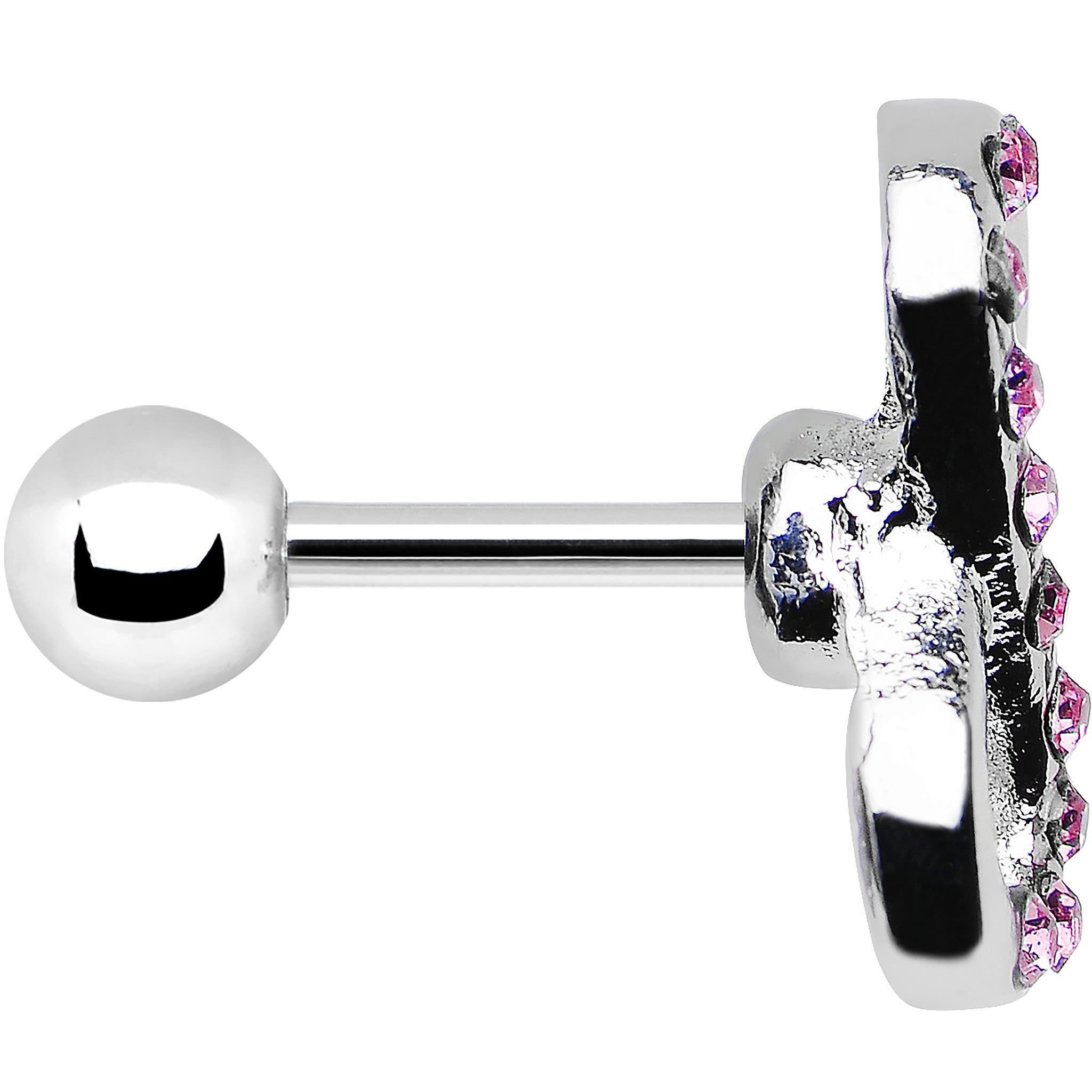 16G 1/4 Pink Gem Silver Tone Infinity Symbol Tragus Cartilage Earring