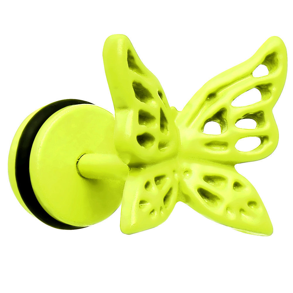 Light Green Neon Enamel Floating Butterfly Cheater Plug
