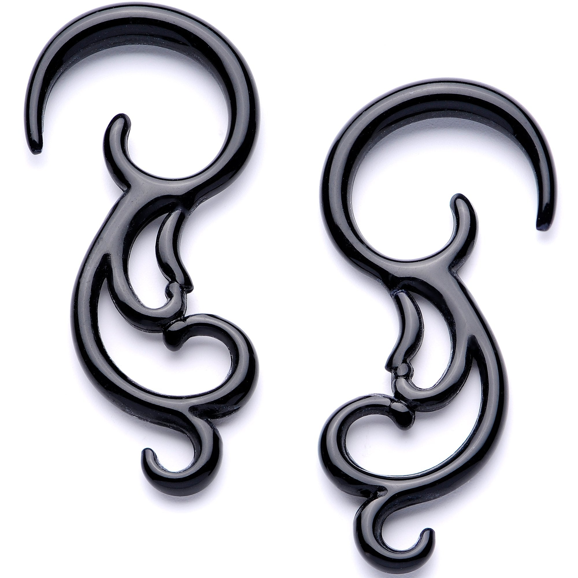12 Gauge Black Acrylic Southwestern Swirls Spiral Taper Set