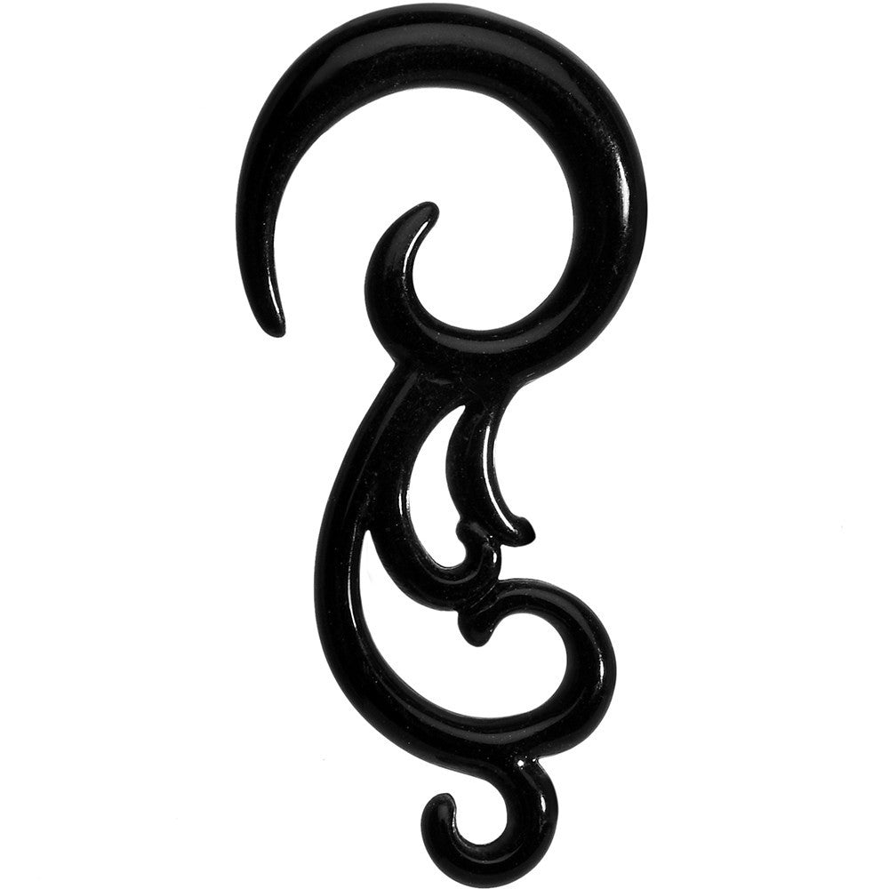 8G Black Acrylic Southwestern Swirls Taper Spiral Plug