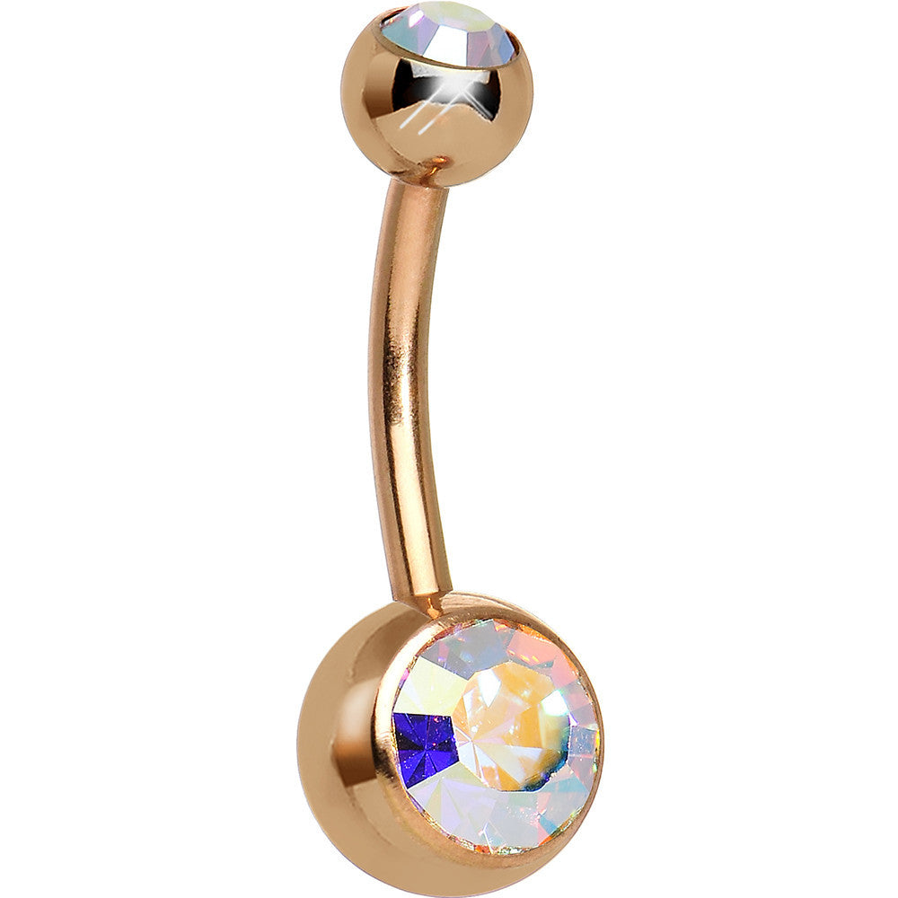 Aurora CZ Rose Gold Plated Belly Ring