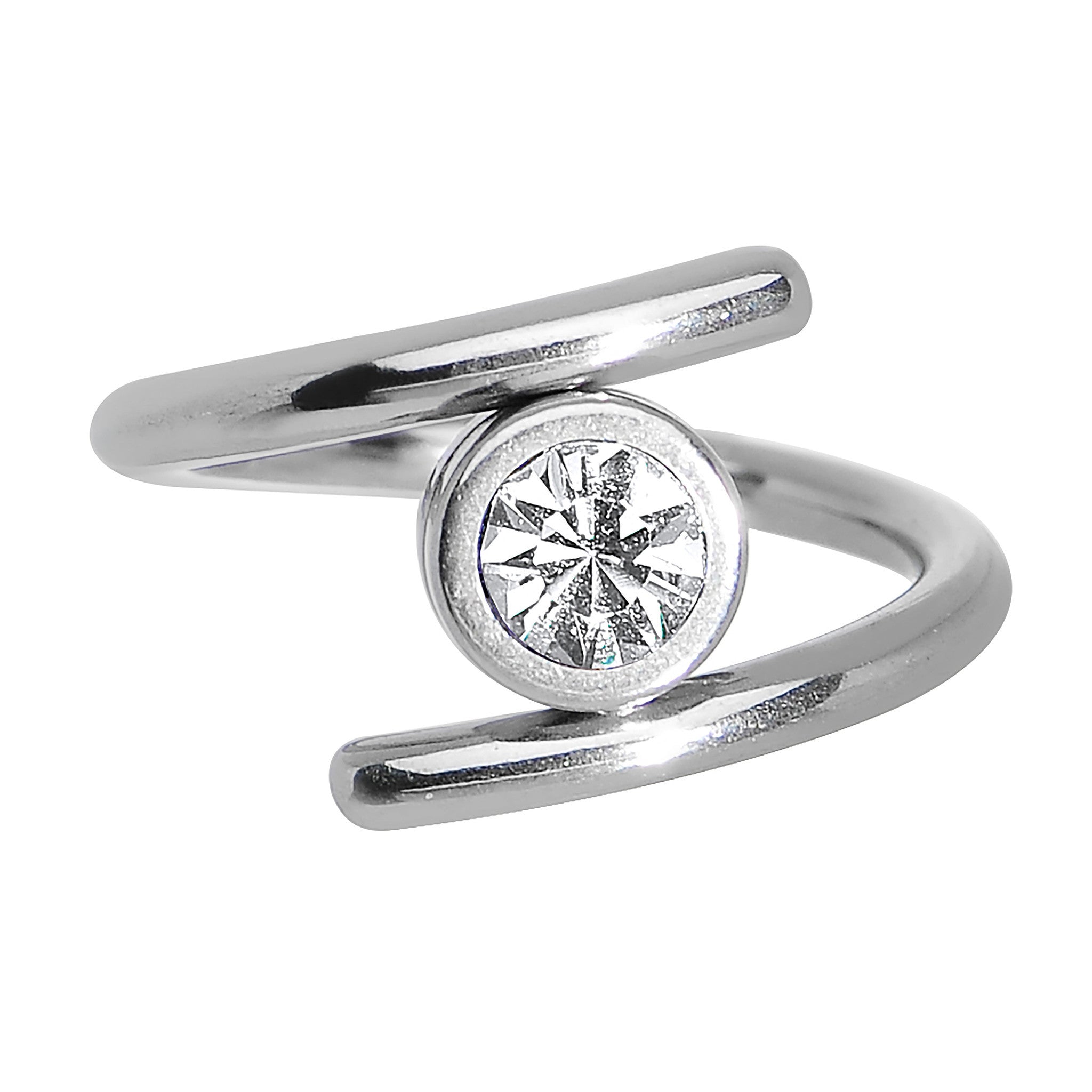 14G 7/16 Clear CZ Gem Coil Twist Belly Ring