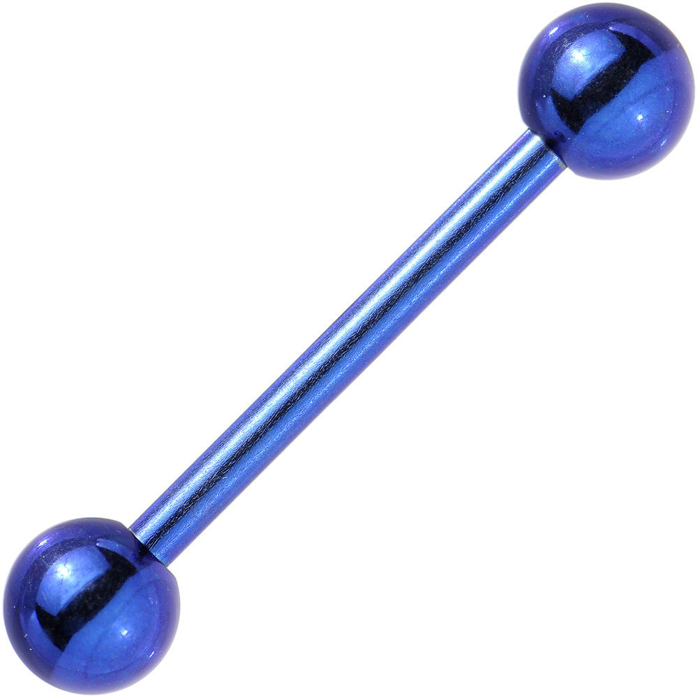 Solid TITANIUM Dark Blue Barbell Tongue Ring