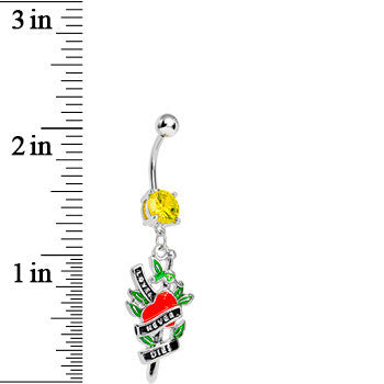 Yellow Gem Love Never Dies Tattoo Charm Dangle Belly Ring