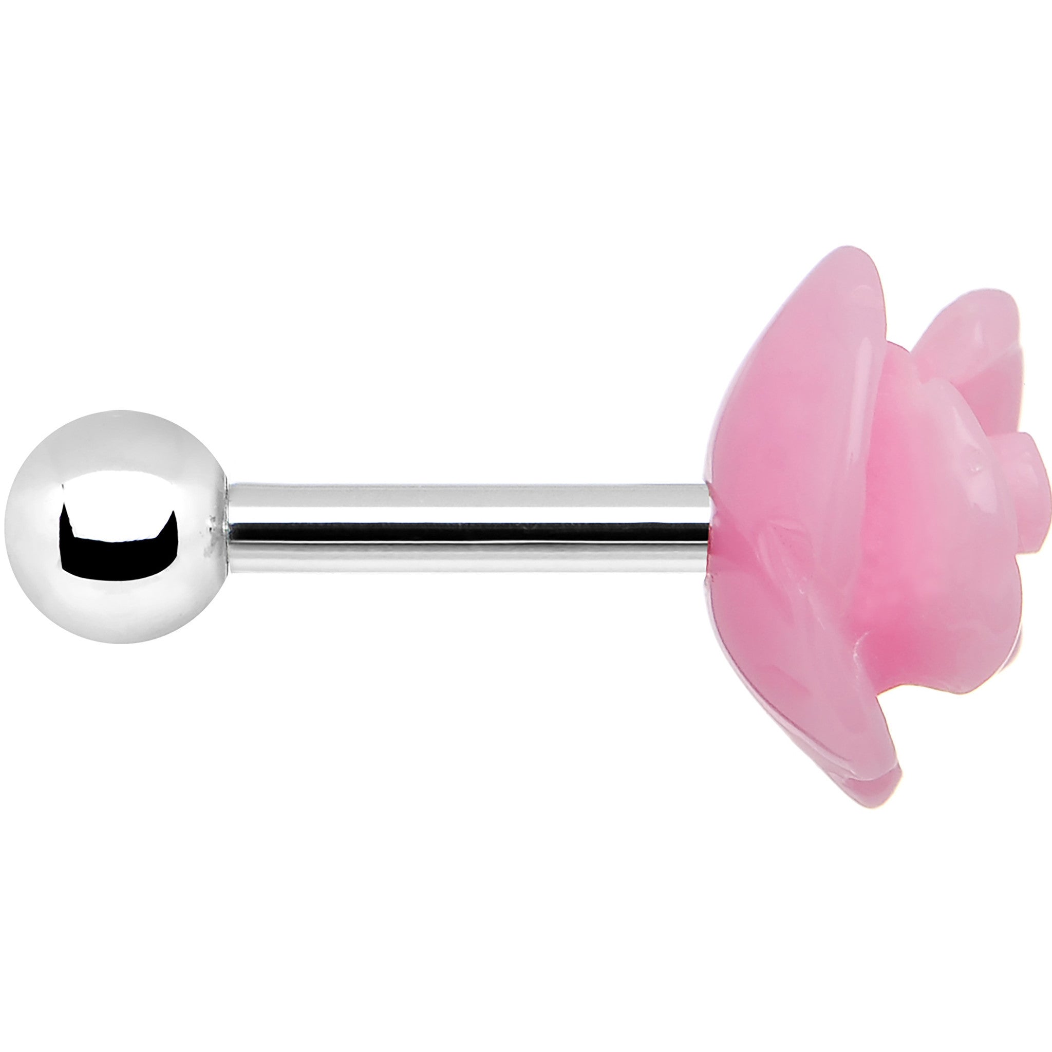 16 Gauge 1/4 Pink Acrylic Rose Flower Tragus Cartilage Earring