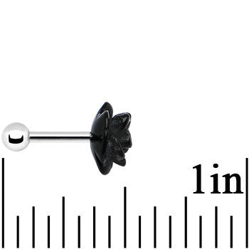 16 Gauge 1/4 Black Acrylic Rose Flower Tragus Cartilage Earring