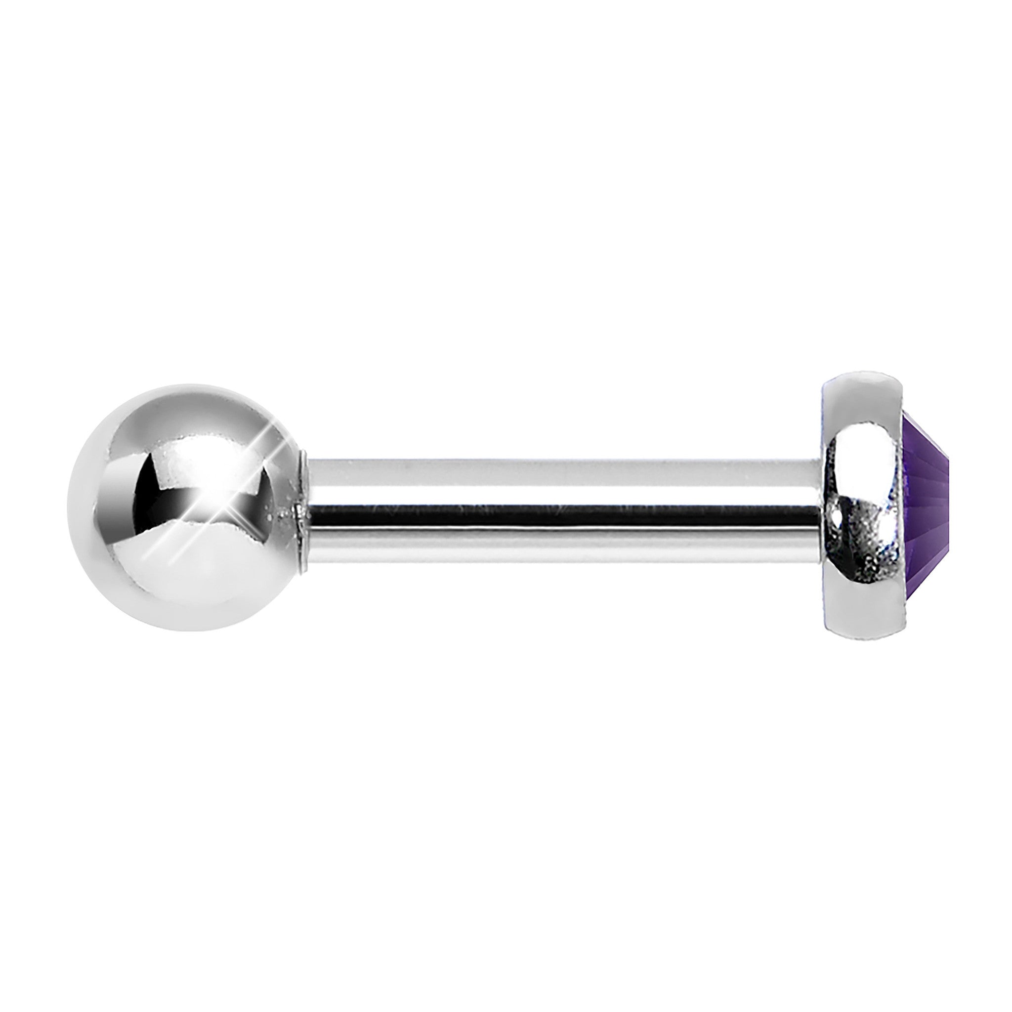 3mm Purple Gem Tragus Cartilage Barbell Earring