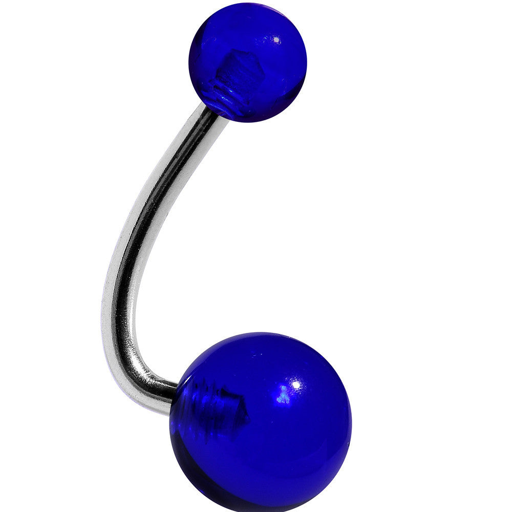 Ocean Blue Acrylic J-Bar Belly Ring