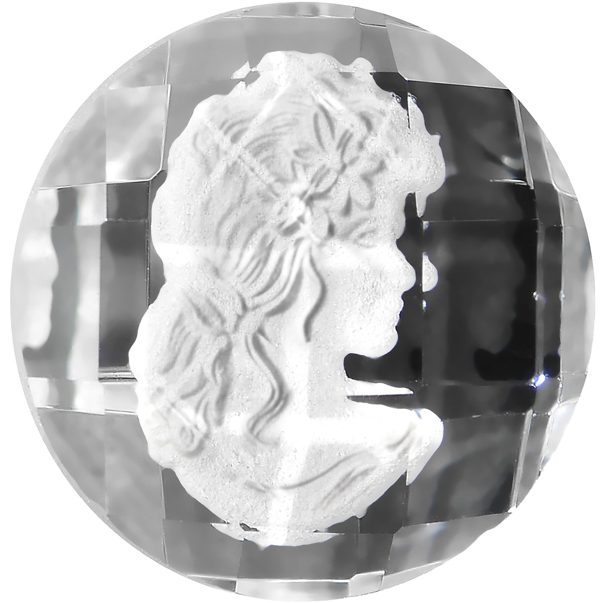 9/16 Faceted Clear White Cameo Acrylic Saddle Plug