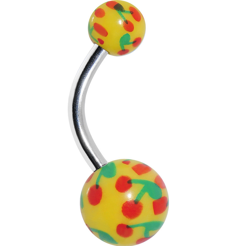 3/8Yellow and Green Cherry Belly Ring