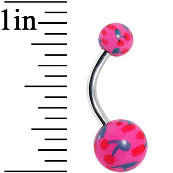3/8 Pink and Blue Cherry Belly Ring