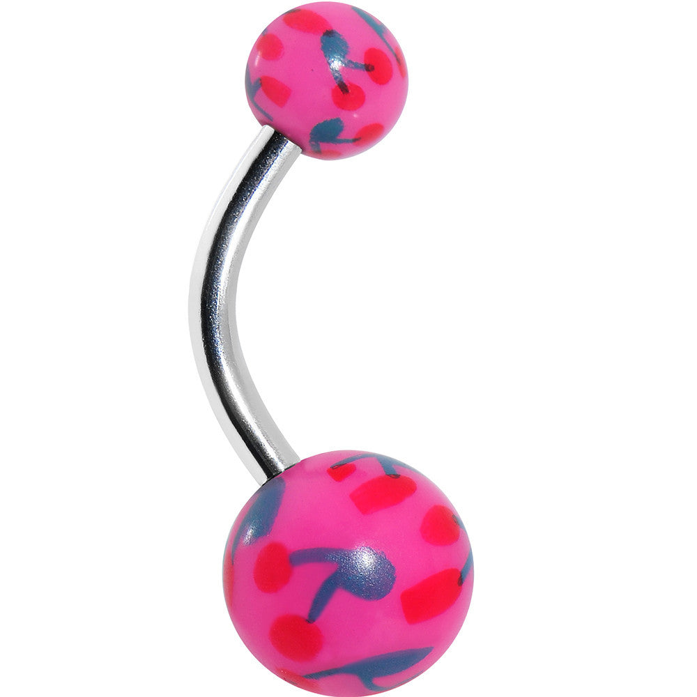3/8 Pink and Blue Cherry Belly Ring