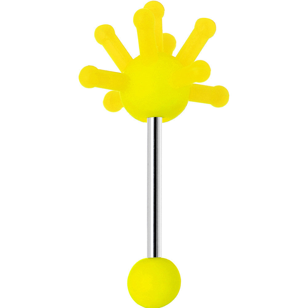 Yellow Neon Silicone Atom Barbell Tongue Ring
