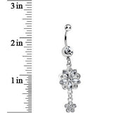 Clear Gem Child of Flower Double Dangle Belly Ring