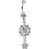 Clear Gem Child of Flower Double Dangle Belly Ring