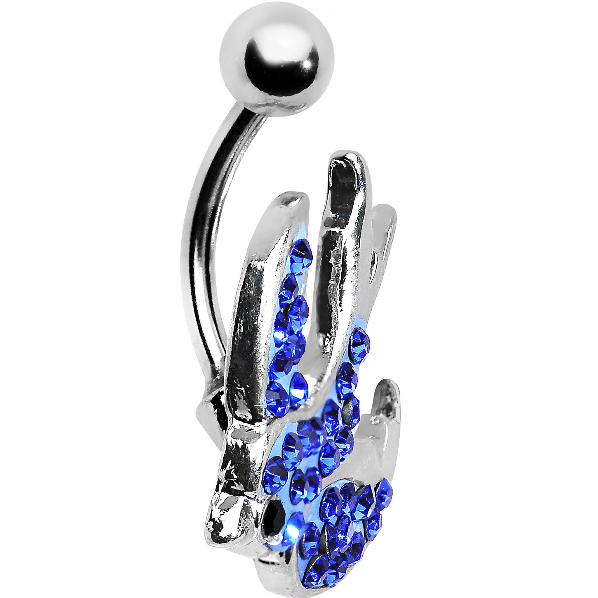 Blue Gem Soaring  Bird Belly Ring