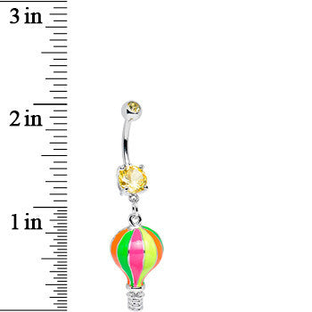 Yellow Gem Multi Colored Neon Hot Air Balloon Dangle Belly Ring