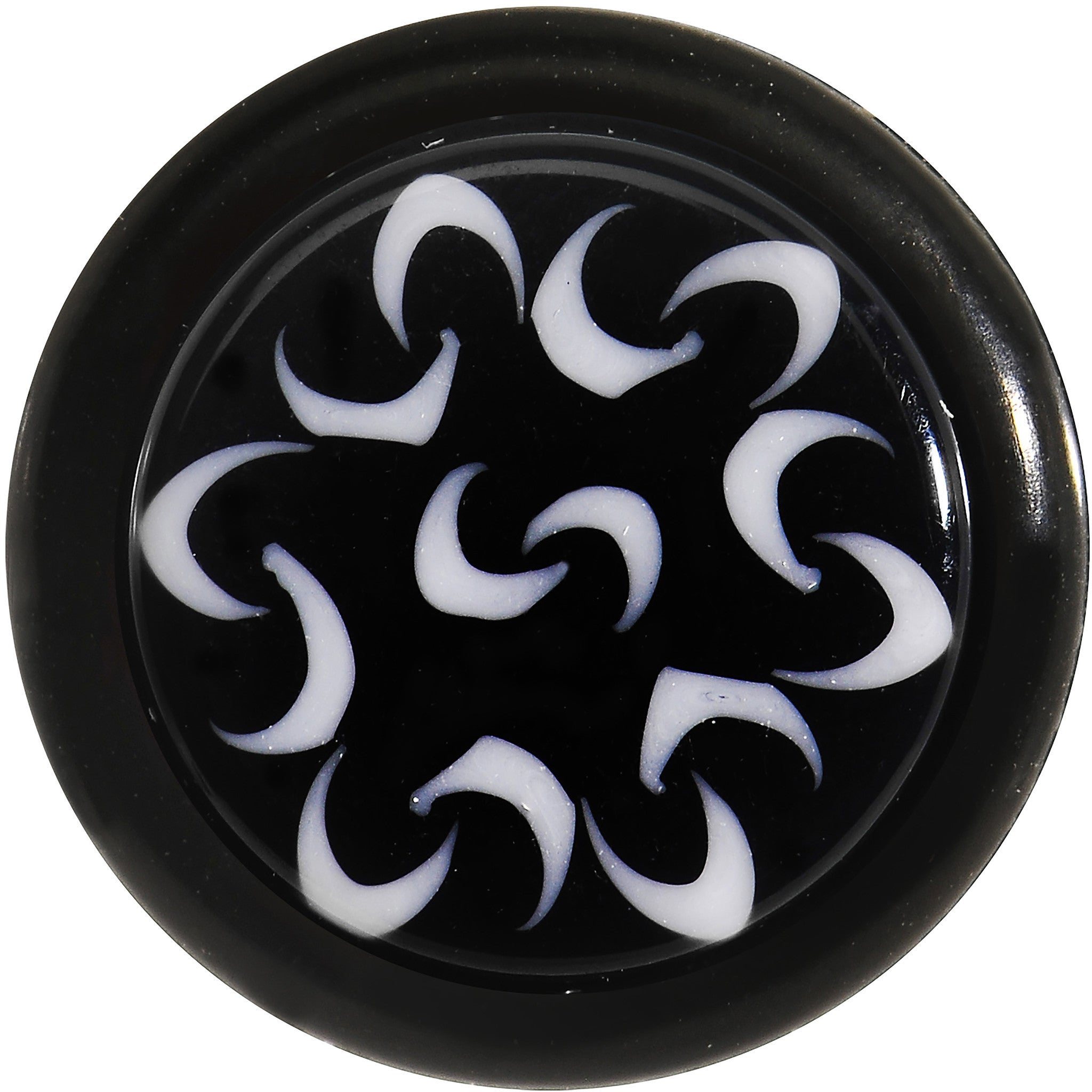 Black White Trippy Flower Tribal Cheater Plug Set