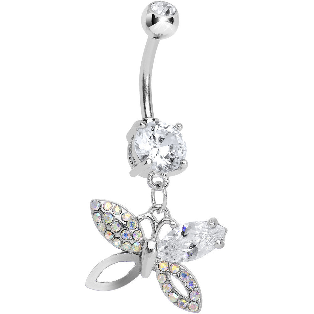Clear Gem Exquisite Insect Butterfly Dangle Belly Ring