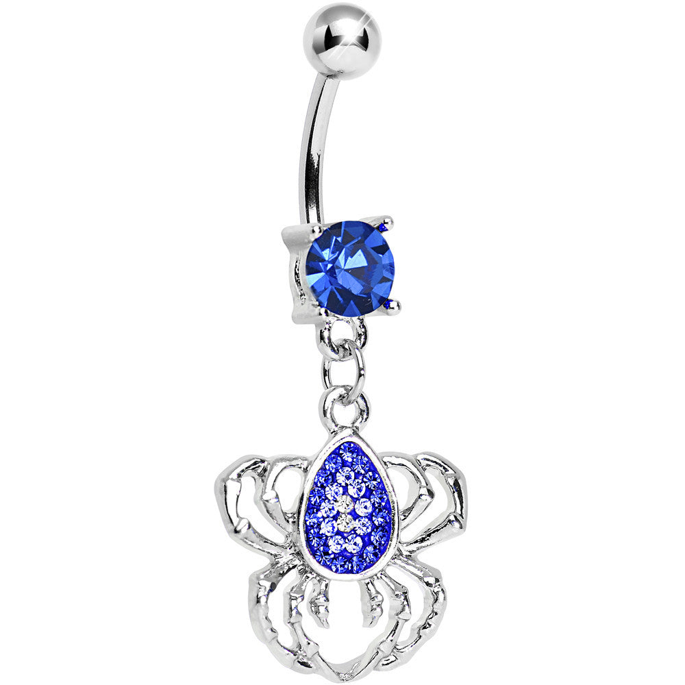 Blue Gem Sinful Spider Dangle Belly Ring