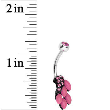 Pink Gem and Fruit on the Vine Belly Ring
