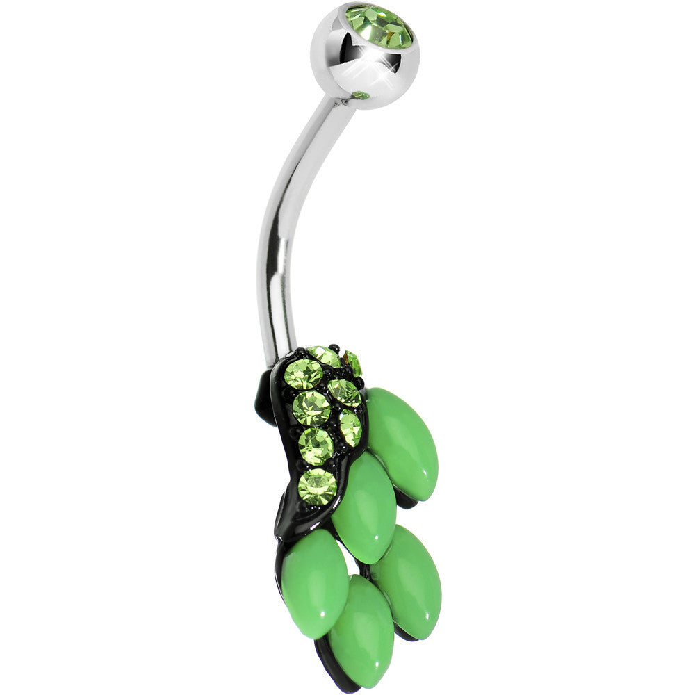 Green Gem and Fruit on the Vine Belly Ring