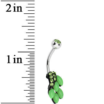 Green Gem and Fruit on the Vine Belly Ring