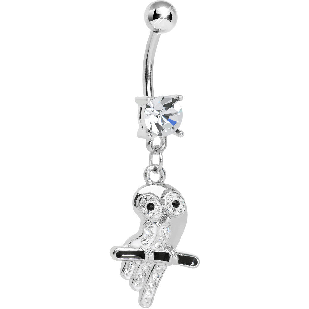 Clear Gem Oddly Adorable Owl Dangle Belly Ring