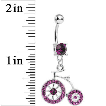 Purple Gem Old Time Bicycle Dangle Belly Ring
