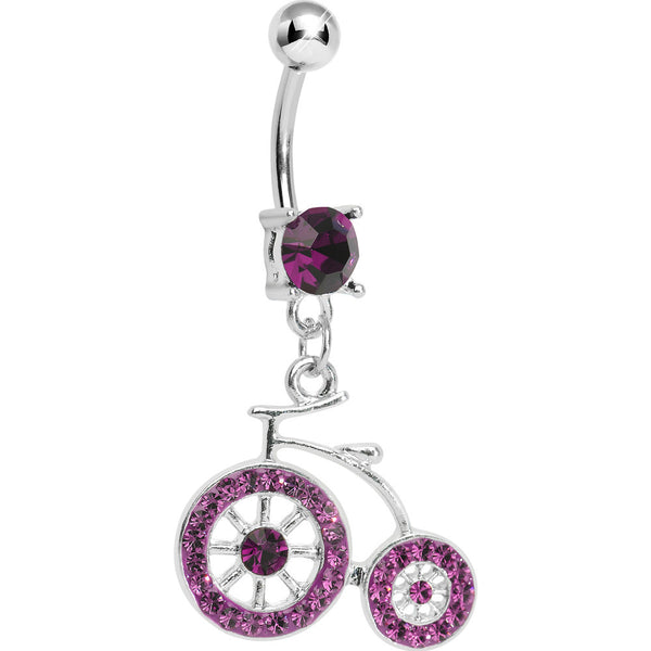 Purple Gem Old Time Bicycle Dangle Belly Ring