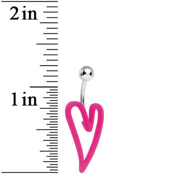 Pink Neon Modern Art Heart Belly Ring