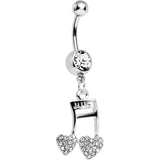 Clear Gem Paved Music Note Hearts Dangle Belly Ring