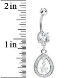 Crystalline Paved Hollow Raindrop and Gem Star Dangle Belly Ring