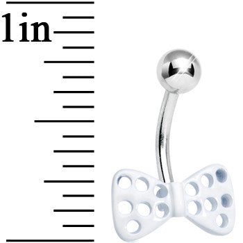 Bright White Swiss Cheese Bow Tie Belly Ring