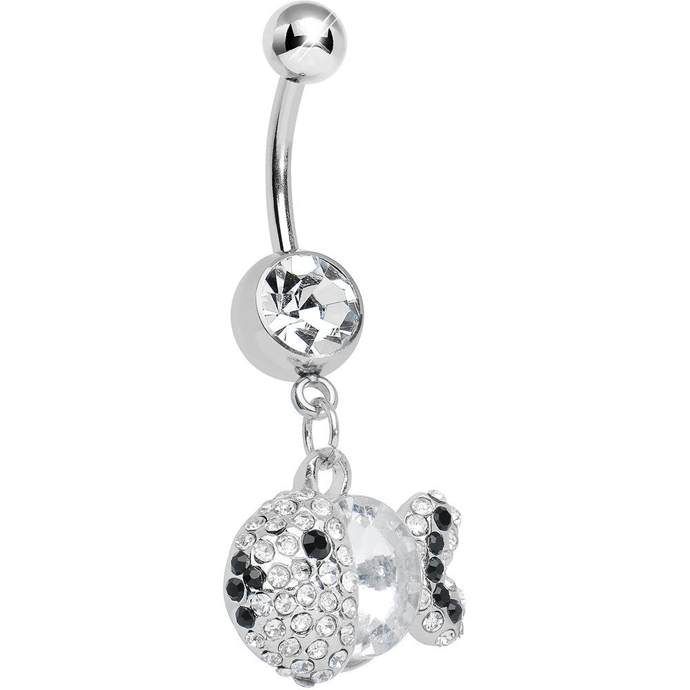 Crystalline Gem Paved Dazzling Fish Dangle Belly Ring