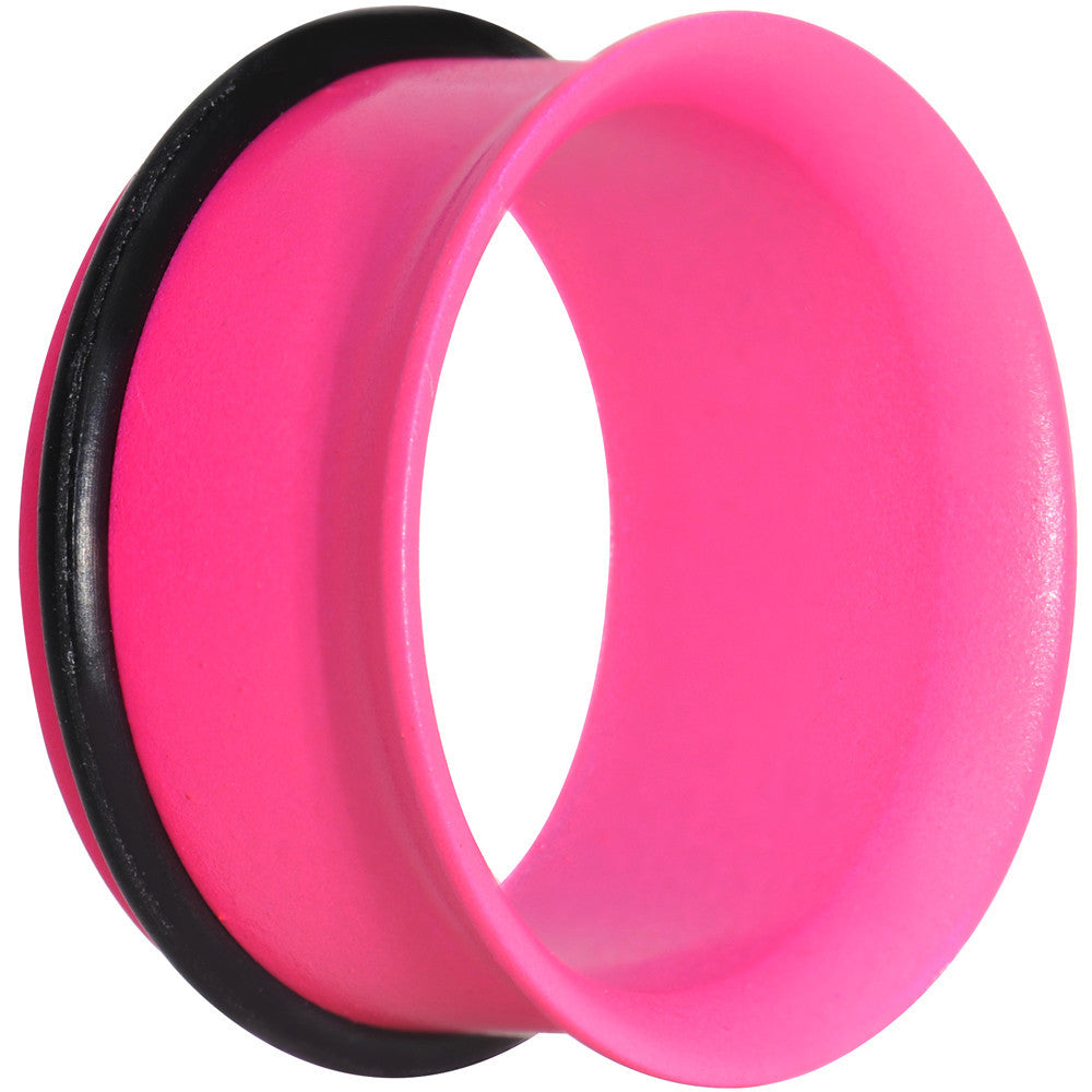 18mm Pink Neon Coated Stainless Steel Single Flare Tunnel Plug