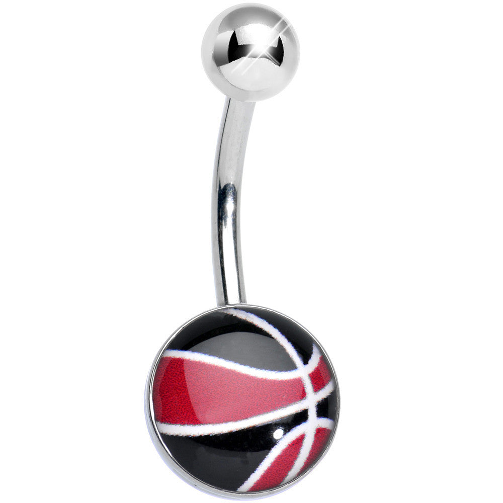 Red and Black Dribble the Basketball Belly Ring