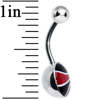Red and Black Dribble the Basketball Belly Ring