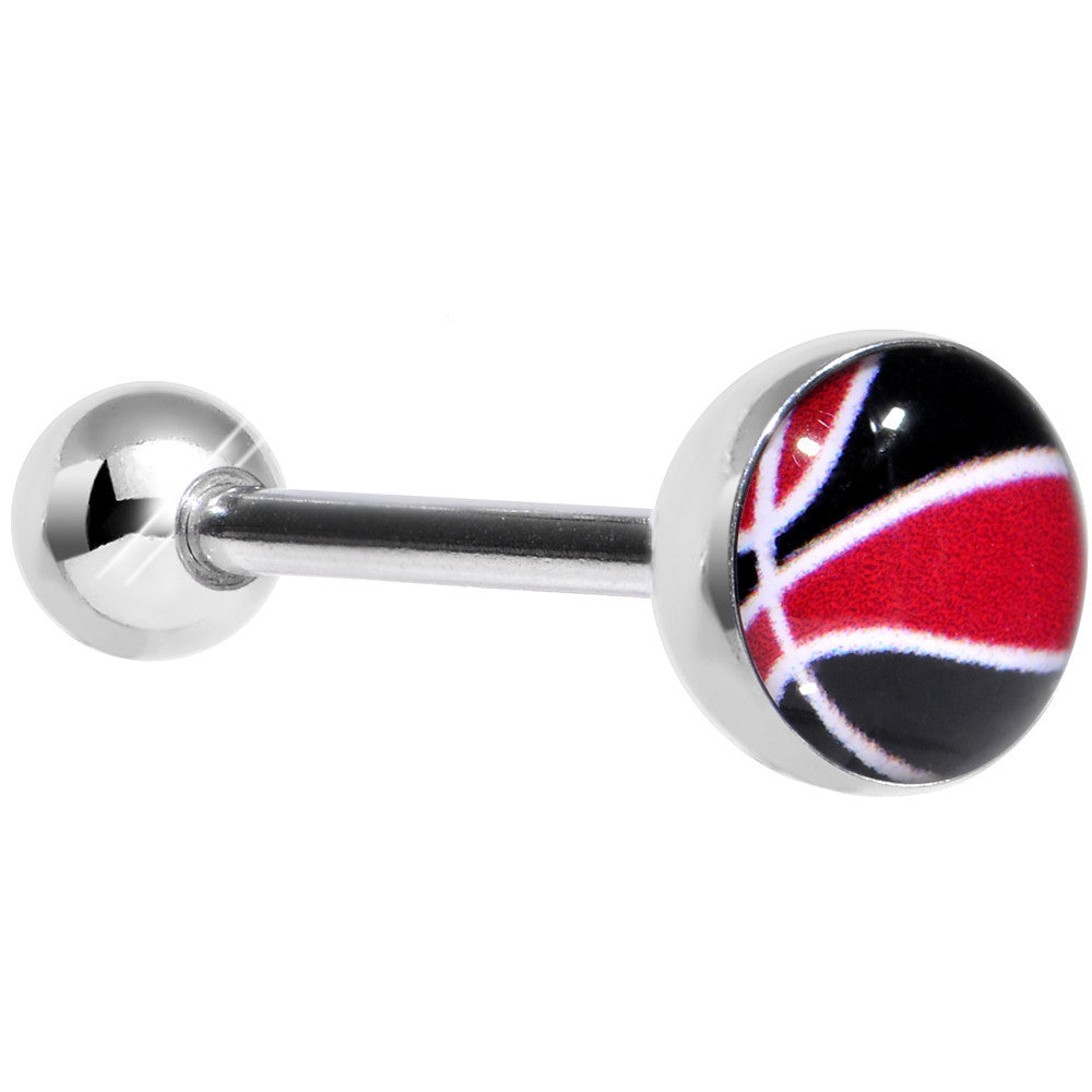 14 Gauge Red and Black Dribble the Basketball Tongue Ring 5/8