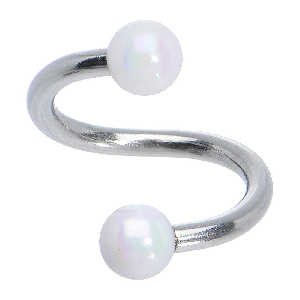 16 Gauge 5/16 Iridescent White Acrylic Ball Spiral Twister Ring
