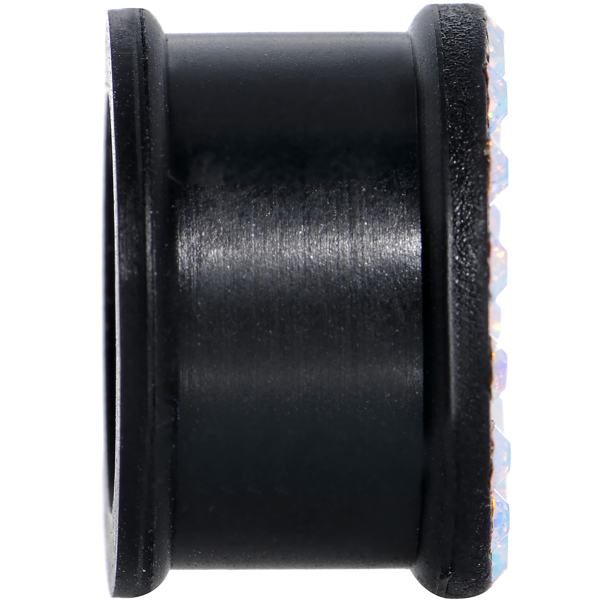 3/4 Aurora Gem Black Silicone Double Flare Tunnel