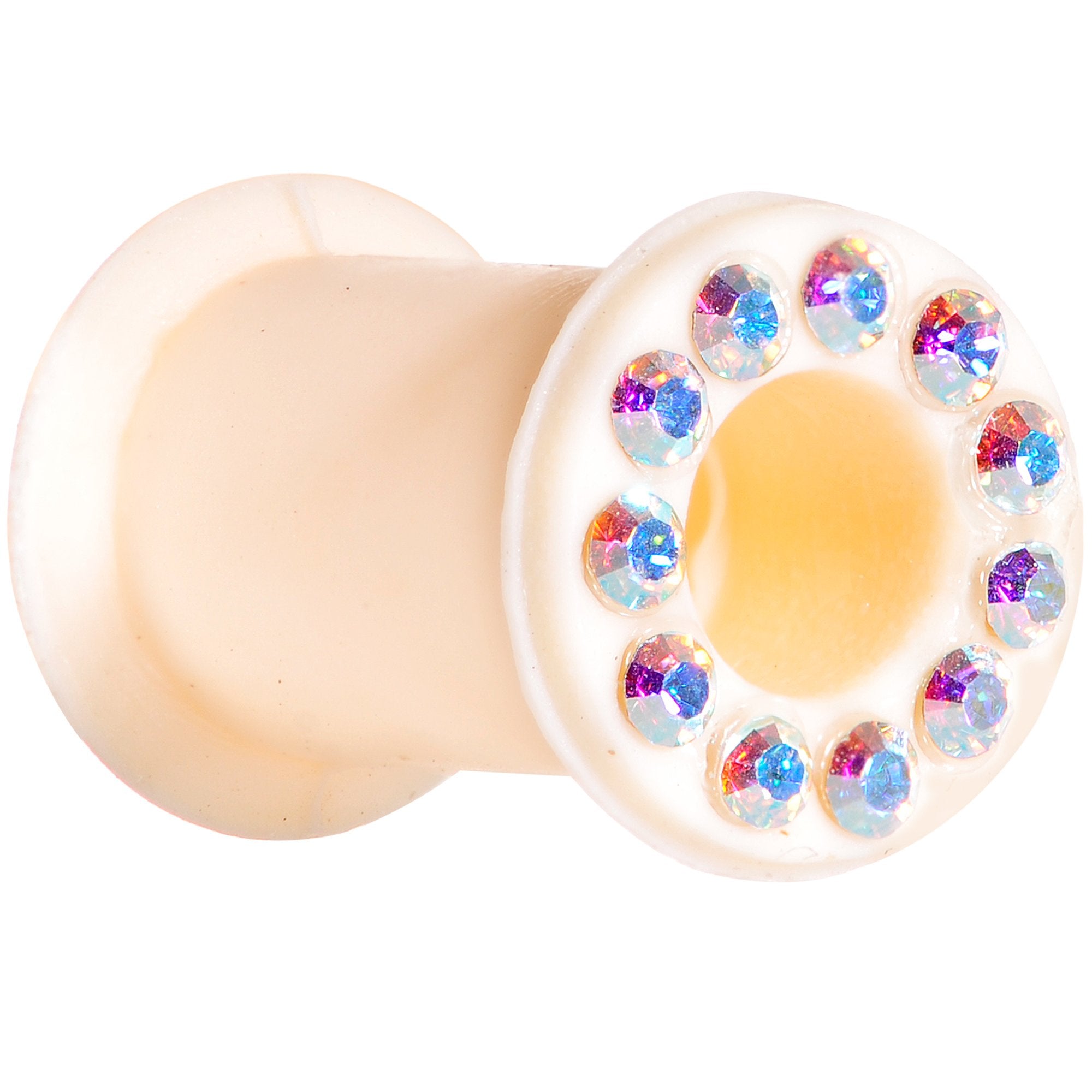2G Aurora Gem Flexible Peach Silicone Double Flare Tunnel Plug Set