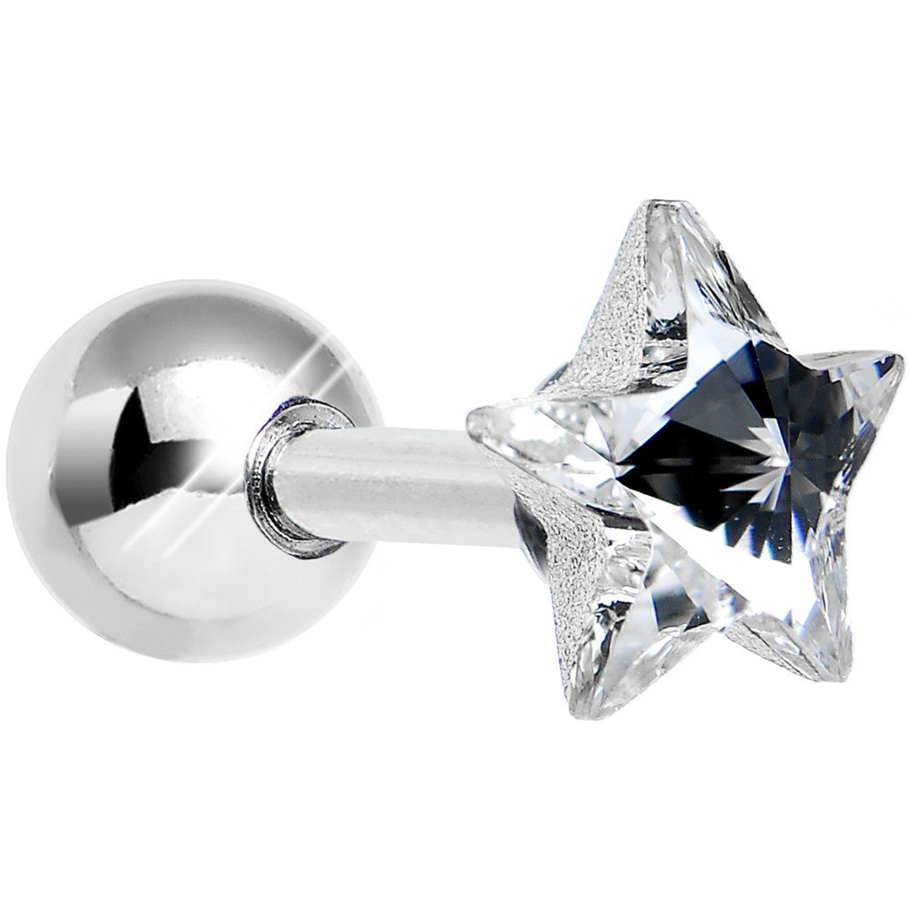 18 Gauge 1/4 Crystalline Gem Gleaming Star Tragus Cartilage Earring