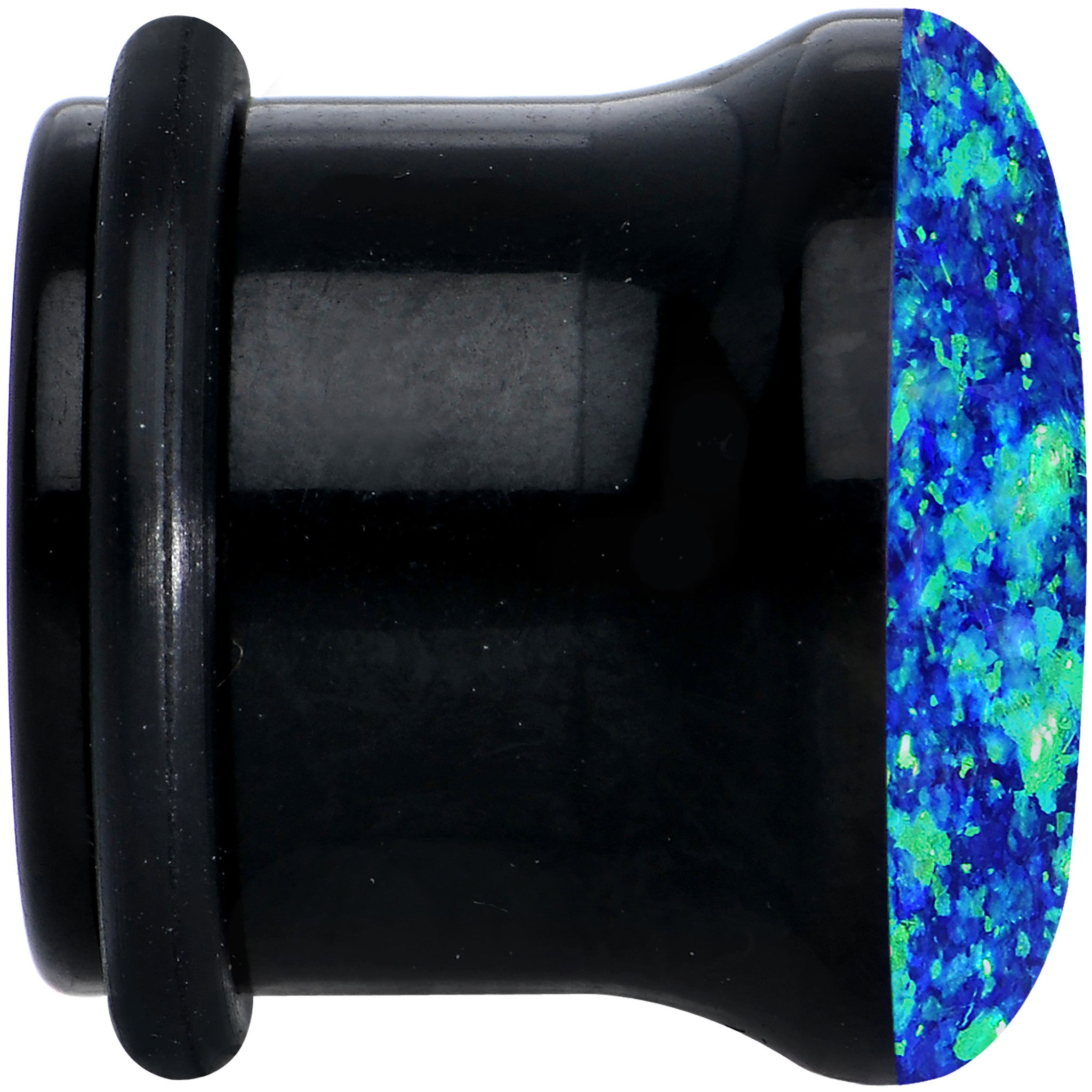 9/16 Black Acrylic Blue Confetti Party Single Flare Plug