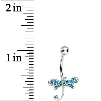Aqua Gem Lazy Dragonfly Belly Ring
