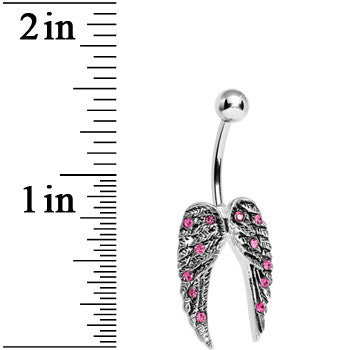 Pink Gem Magnificent Angel Wings Belly Ring