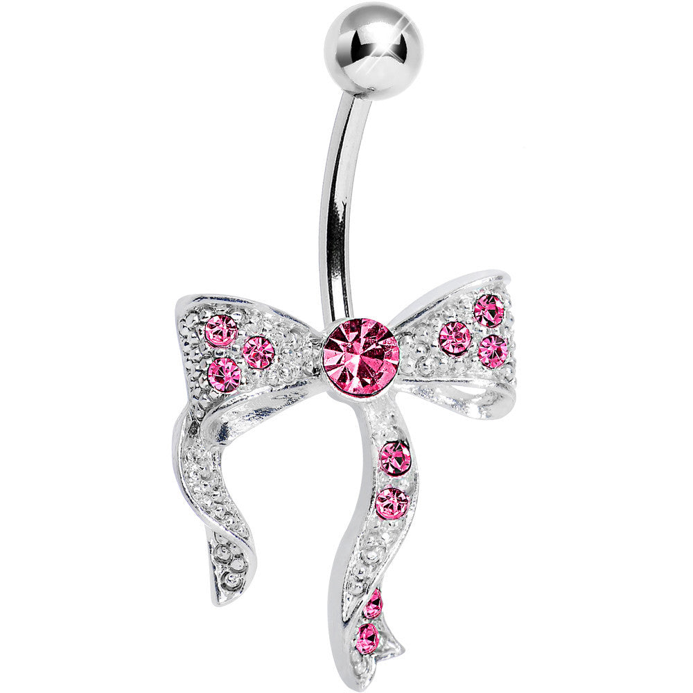 Pink Gem Bewitching Bow Belly Ring