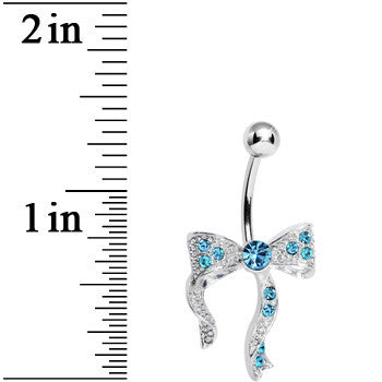 Aqua Gem Bewitching Bow Belly Ring