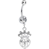 Clear Gem Heart of a Queen Dangle Belly Ring